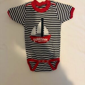 Striped Baby Onesie - Navy and Red